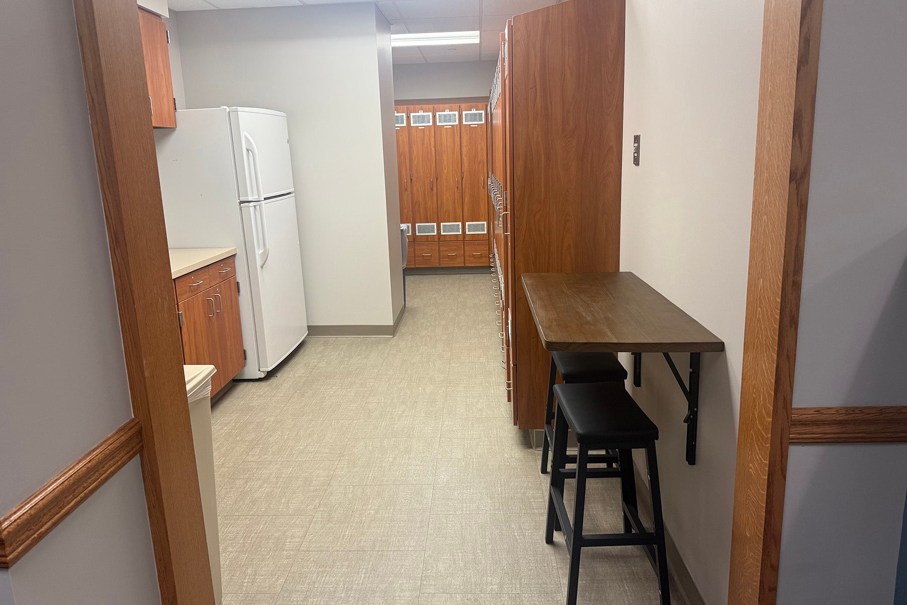 Kitchenette locker room area.